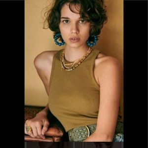 Sezane Olive Green Sleeveless Top